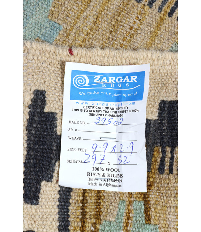 Kelim Kleed Loper 297x82 cm  Vloerkleed Tapijt Kelim Handgeweven