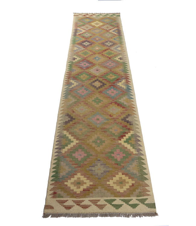 Kelim Kleed Loper 310x77 cm  Vloerkleed Tapijt Kelim Handgeweven