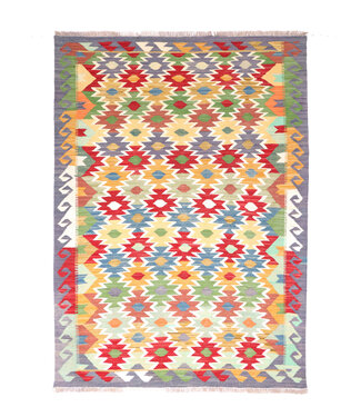 Kelimshop 176x128 cm Handgewebter Traditioneller Kelim Teppich Woll