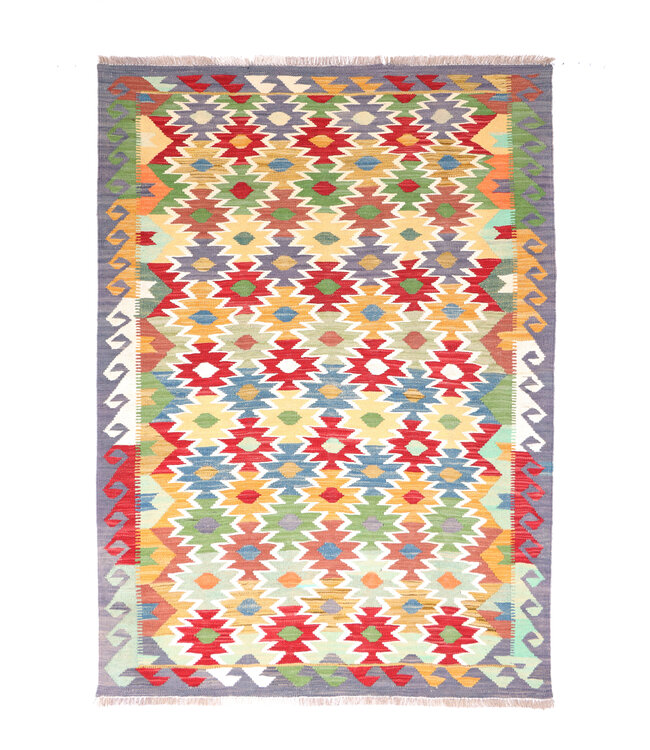 176x128 cm Handgewebter Traditioneller Kelim Teppich Woll