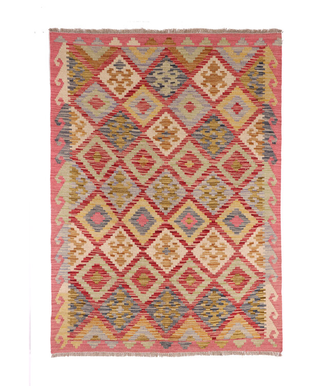 182x130  cm Handwoven Traditional Kelim Area Rug Wool Carpet