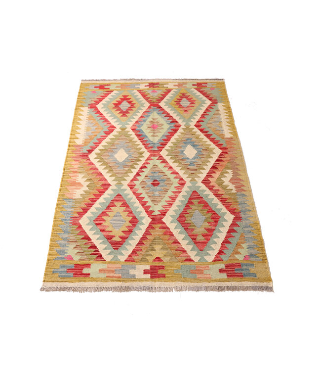 180x122 cm Handgeweven Traditionele Kelim Vloerkleed Wol Tapijt