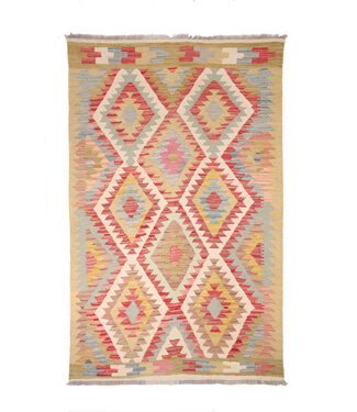 Kelimshop 187x121 cm Handgewebter Traditioneller Kelim Teppich Woll