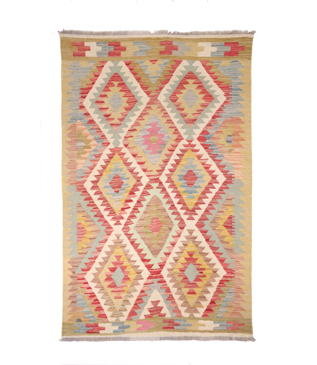 187x121  cm Handwoven Traditional Kelim Area Rug Wool Carpet