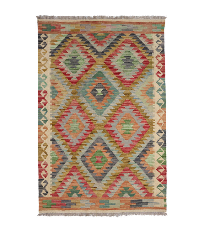 182x122 cm Handgewebter Traditioneller Kelim Teppich Woll