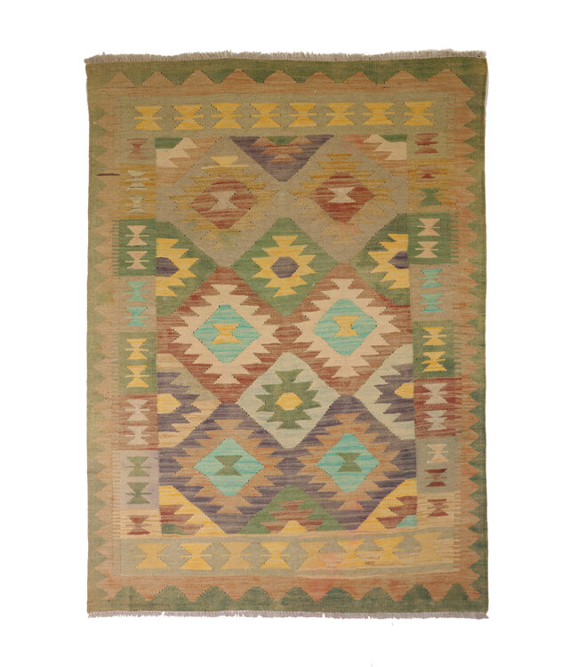 170x120 cm Handgewebter Traditioneller Kelim Teppich Woll