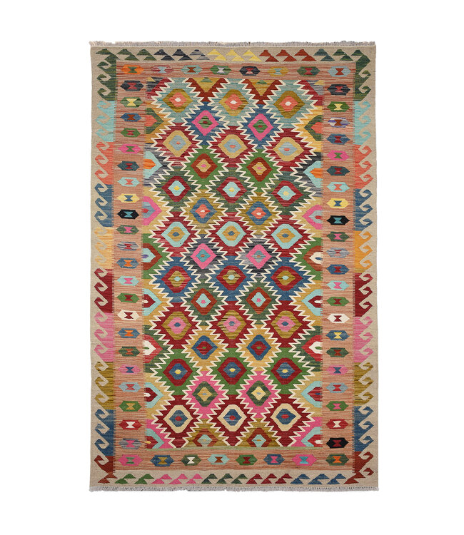 244x173 cm Handgeweven Traditionele Kelim Vloerkleed Wol Tapijt