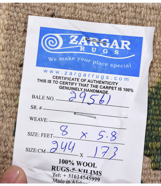 244x173 cm Handgeweven Traditionele Kelim Vloerkleed Wol Tapijt