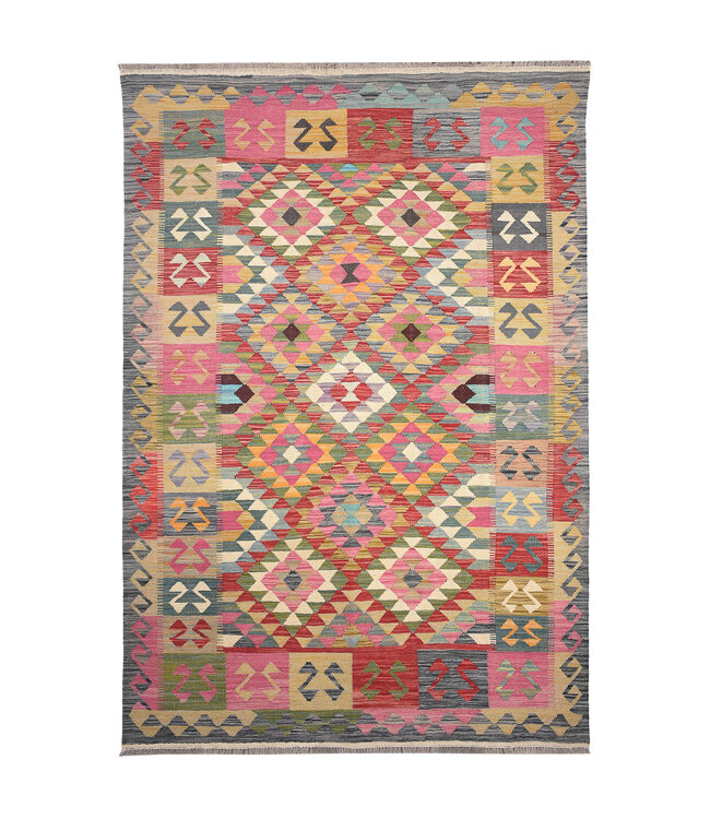 256x174 cm Handwoven Traditional Kelim Area Rug Wool Carpet