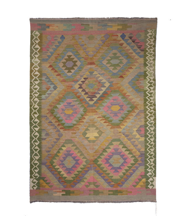 245x170 cm Handgeweven Traditionele Kelim Vloerkleed Wol Tapijt