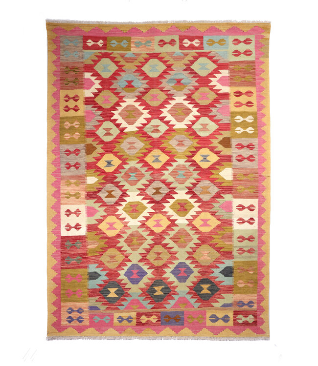 247x176 cm Handgewebter Traditioneller Kelim Teppich Woll