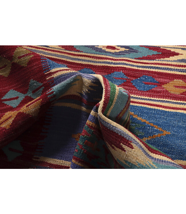 246x174 cm Handgeweven Traditionele Kelim Vloerkleed Wol Tapijt