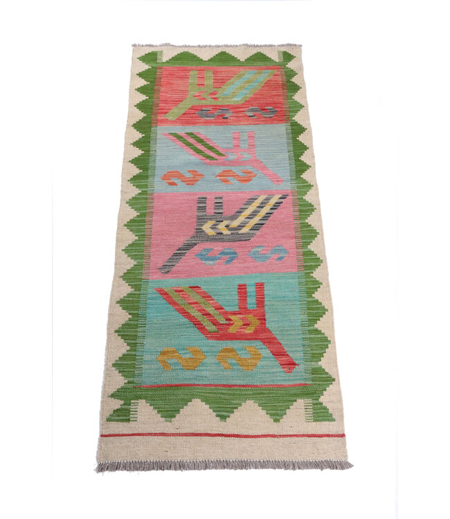 Kelim Kleed Loper 195x74 cm  Vloerkleed Tapijt Kelim Handgeweven