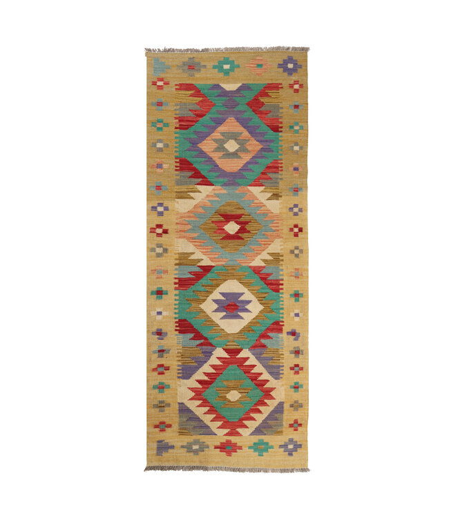 Kelim Kleed Loper 203x69 cm Vloerkleed Tapijt Kelim Handgeweven