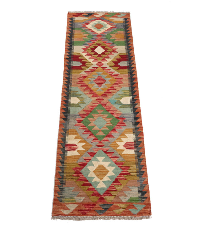 Kelim Kleed Loper 200x63 cm Vloerkleed Tapijt Kelim Handgeweven