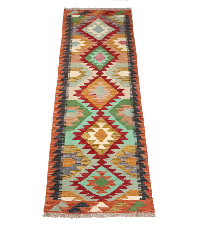 Kelim Kleed Loper 200x62 cm Vloerkleed Tapijt Kelim Handgeweven
