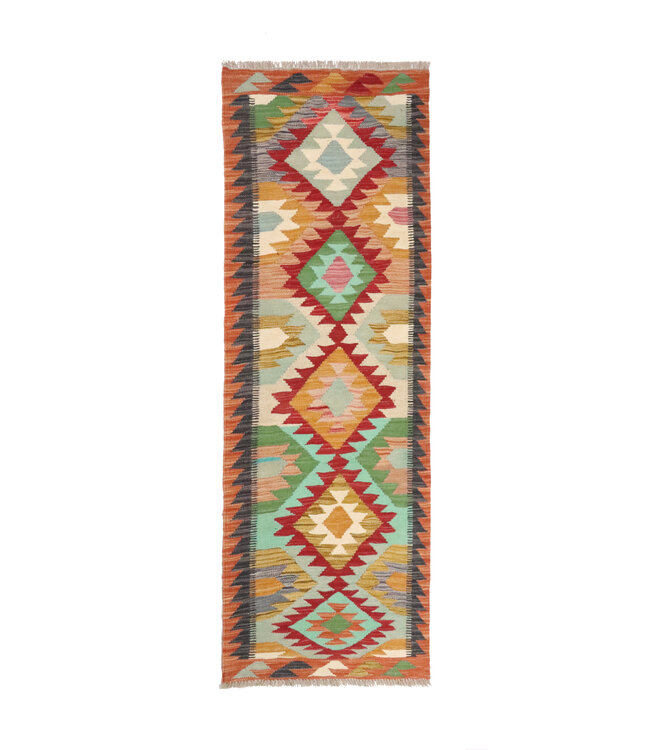 Kelim Kleed Loper 200x62 cm Vloerkleed Tapijt Kelim Handgeweven