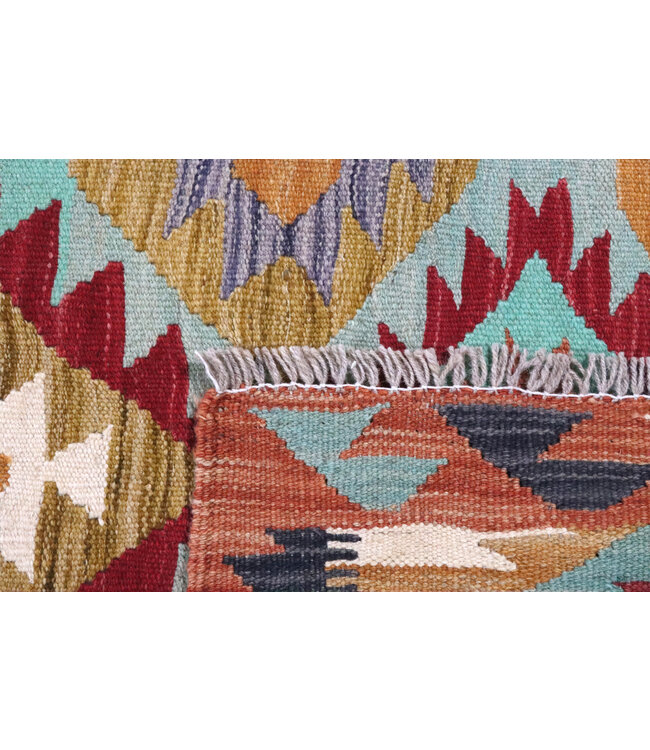 Kelim Kleed Loper 200x62 cm Vloerkleed Tapijt Kelim Handgeweven