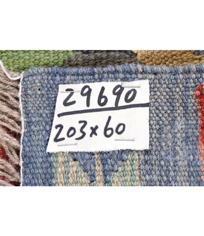 Kelim Kleed Loper 203x60 cm Vloerkleed Tapijt Kelim Handgeweven