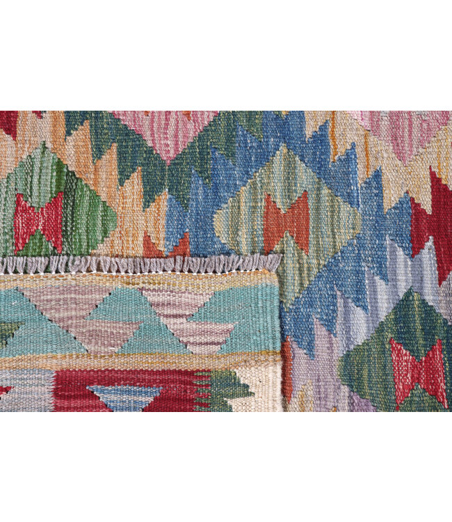 291x203 cm Handgeweven Traditionele Kelim Vloerkleed Wol Tapijt