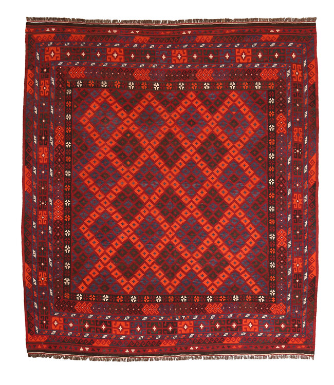 Maimana Handgewebte Orientalisch Wolle Kelim Teppich 282x 239 cm