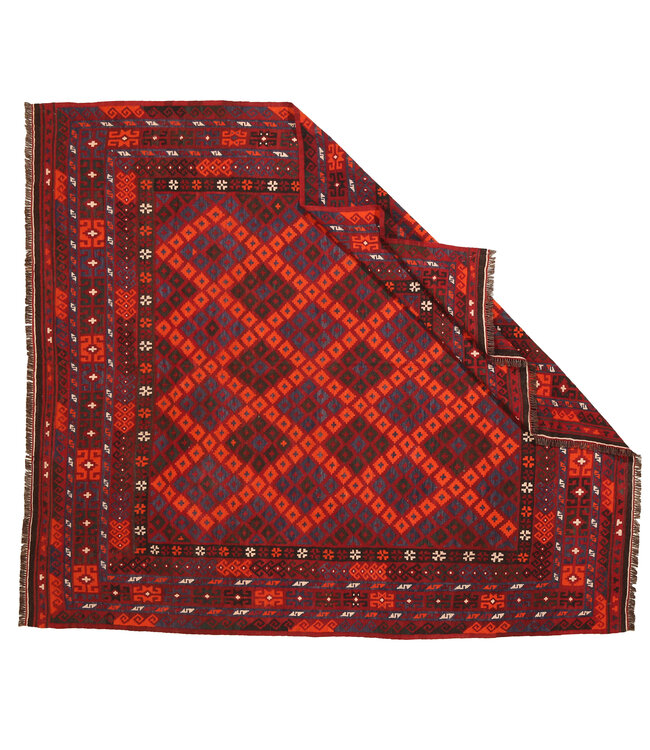 Maimana Handgewebte Orientalisch Wolle Kelim Teppich 282x 239 cm