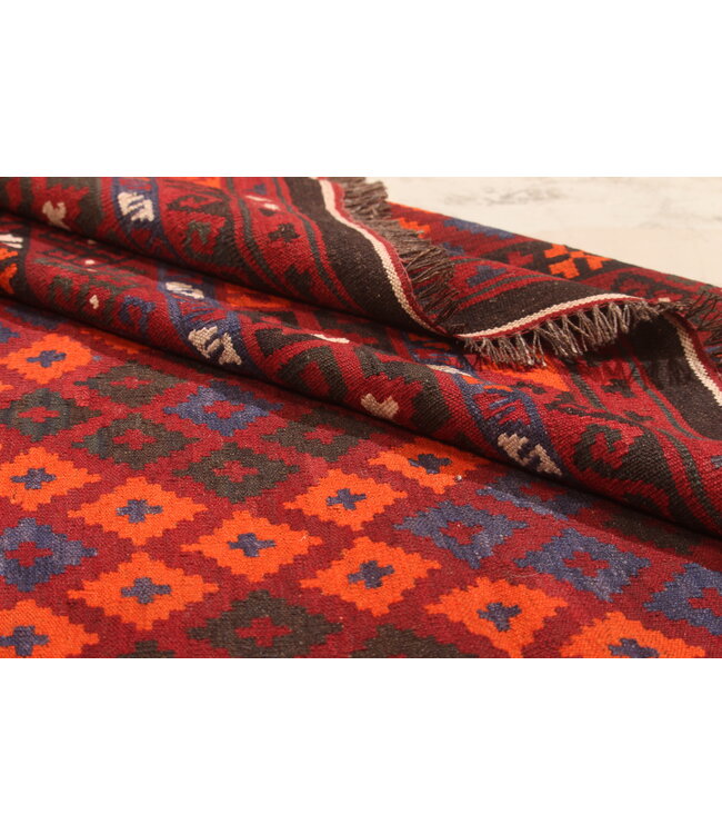 Maimana Handgewebte Orientalisch Wolle Kelim Teppich 282x 239 cm