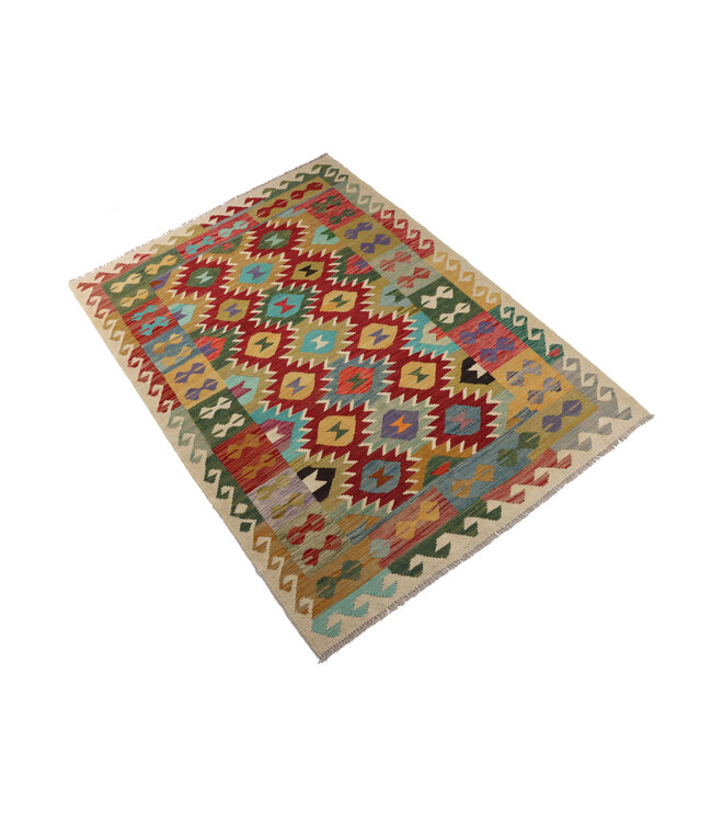 204x145 cm Handwoven Traditional Kelim Area Rug Wool Carpet