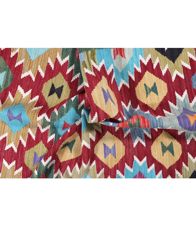 204x145 cm Handgeweven Traditionele Kelim Vloerkleed Wol Tapijt