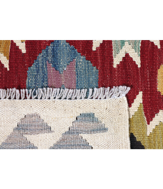 204x145 cm Handgeweven Traditionele Kelim Vloerkleed Wol Tapijt