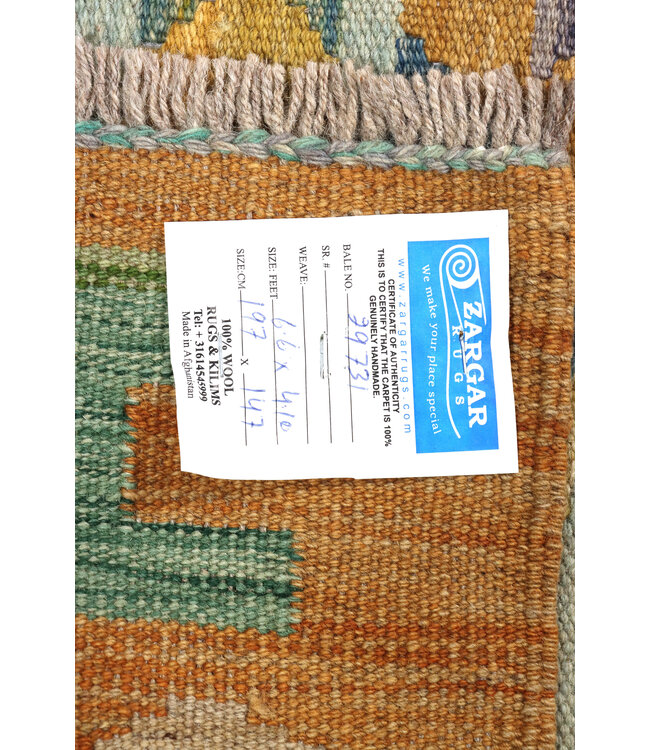 197x147 cm Handwoven Traditional Kelim Area Rug Wool Carpet