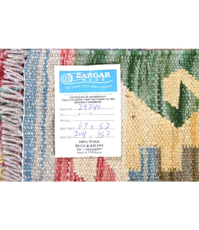 204x157 cm Handwoven Traditional Kelim Area Rug Wool Carpet