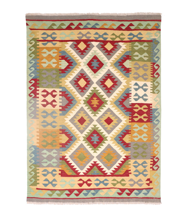 211x152 cm Handwoven Traditional Kelim Area Rug Wool Carpet