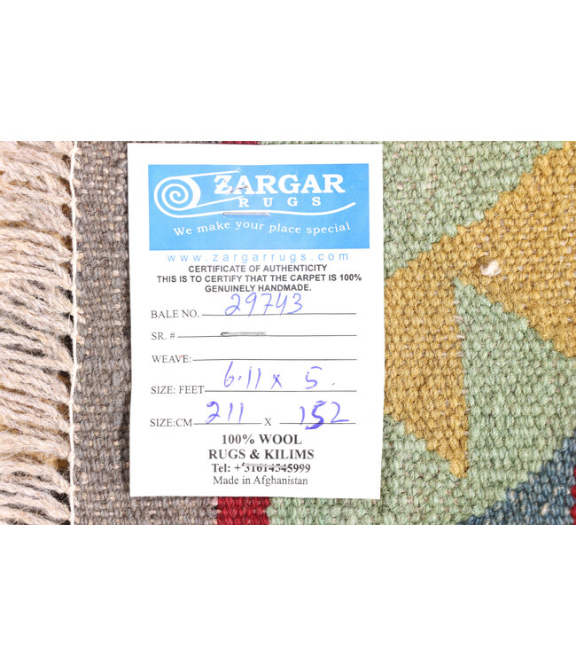 211x152 cm Handwoven Traditional Kelim Area Rug Wool Carpet