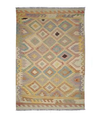 Kelimshop 198x146 cm Handgewebter Traditioneller Kelim Teppich Woll