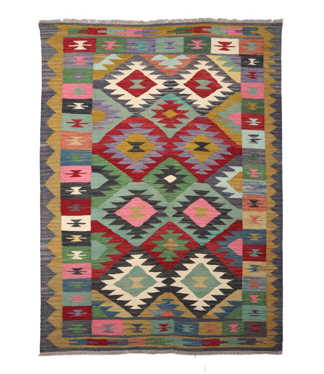 200x150 cm Handwoven Traditional Kelim Area Rug Wool Carpet