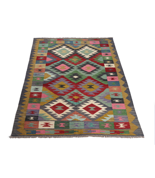 200x150 cm Handgeweven Traditionele Kelim Vloerkleed Wol Tapijt