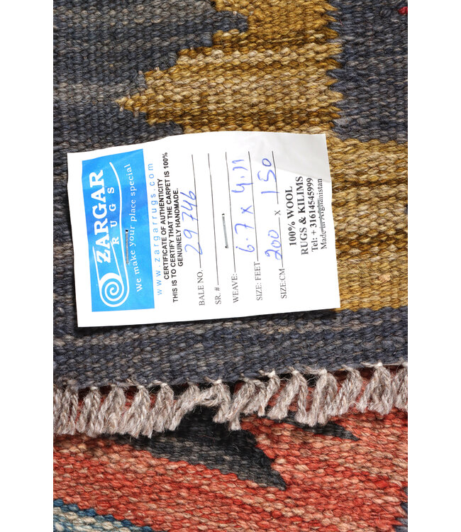 200x150 cm Handgeweven Traditionele Kelim Vloerkleed Wol Tapijt