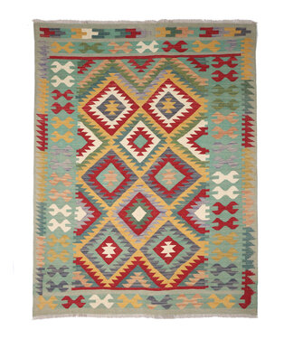 Kelimshop 205x154 cm Handgewebter Traditioneller Kelim Teppich Woll