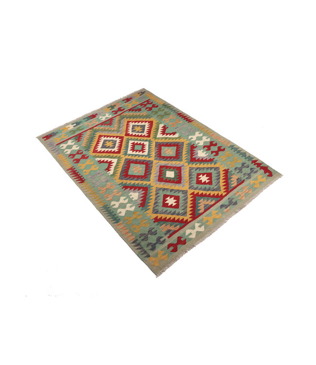 205x154 cm Handgewebter Traditioneller Kelim Teppich Woll