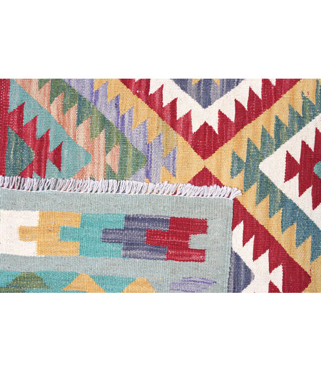 205x154 cm Handgeweven Traditionele Kelim Vloerkleed Wol Tapijt