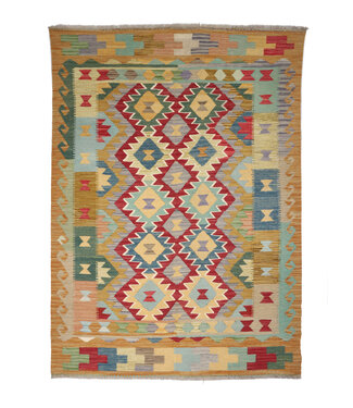 Kelimshop 200x147 cm Handgewebter Traditioneller Kelim Teppich Woll