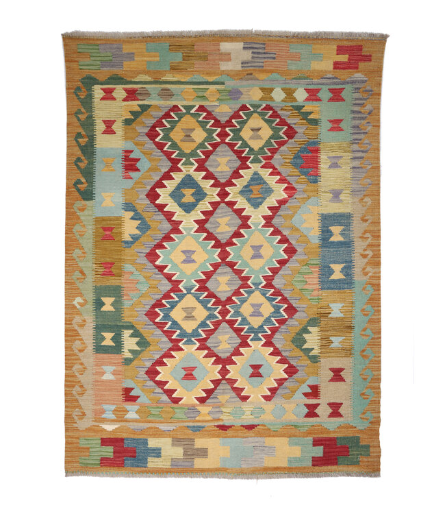 200x147 cm Handgewebter Traditioneller Kelim Teppich Woll