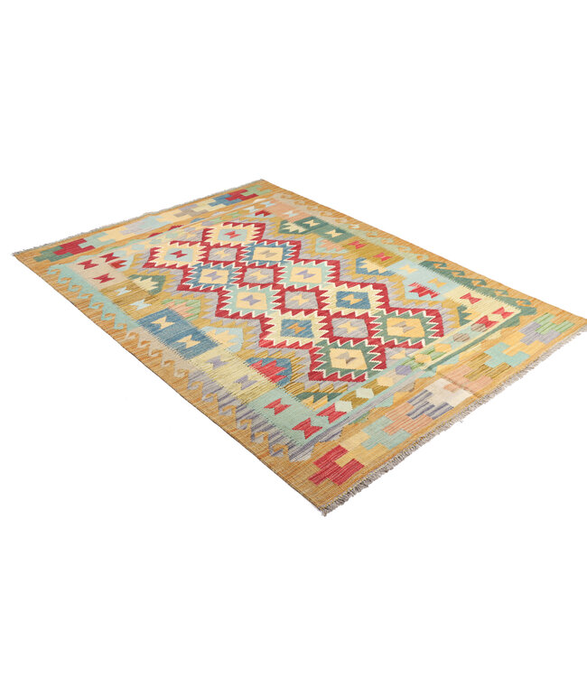 200x147 cm Handgewebter Traditioneller Kelim Teppich Woll