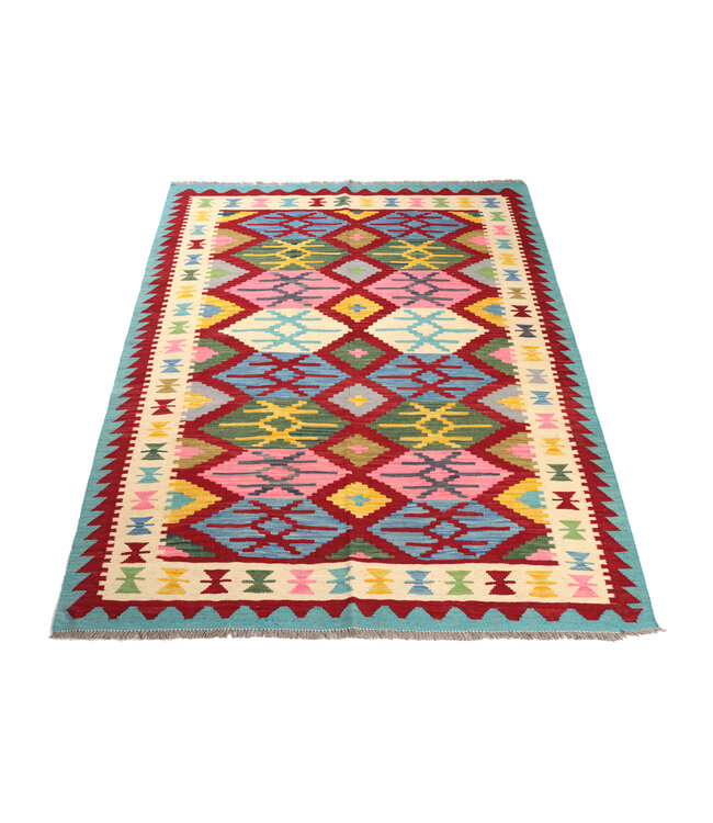 202x150 cm Handgewebter Traditioneller Kelim Teppich Woll