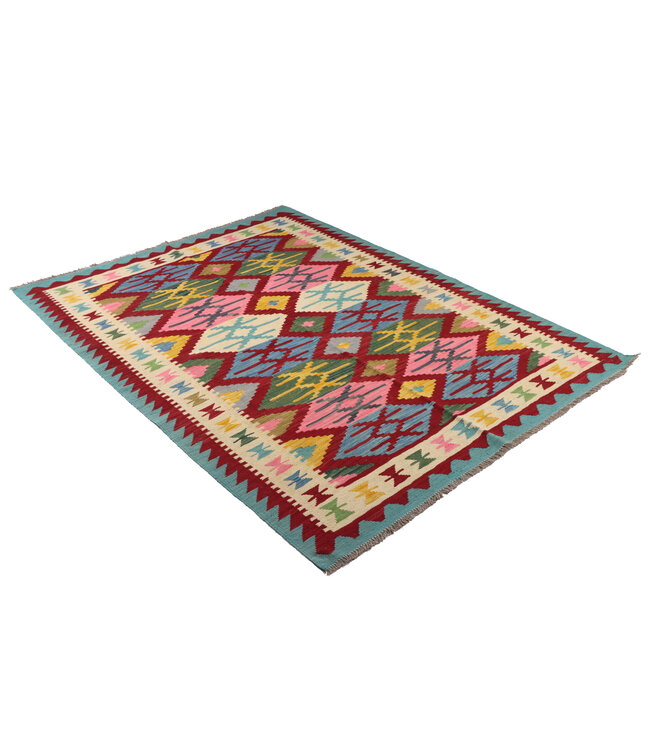 202x150 cm Handgewebter Traditioneller Kelim Teppich Woll