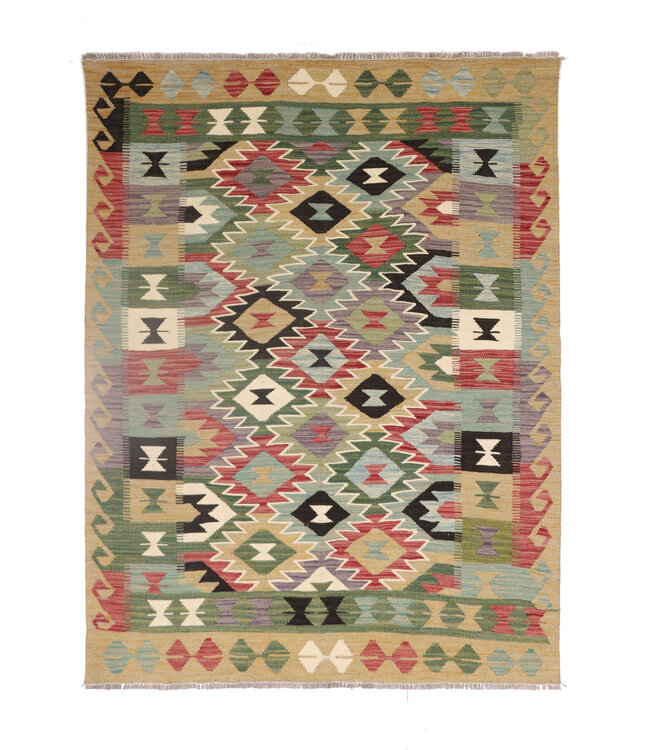 200x158 cm Handgewebter Traditioneller Kelim Teppich Woll