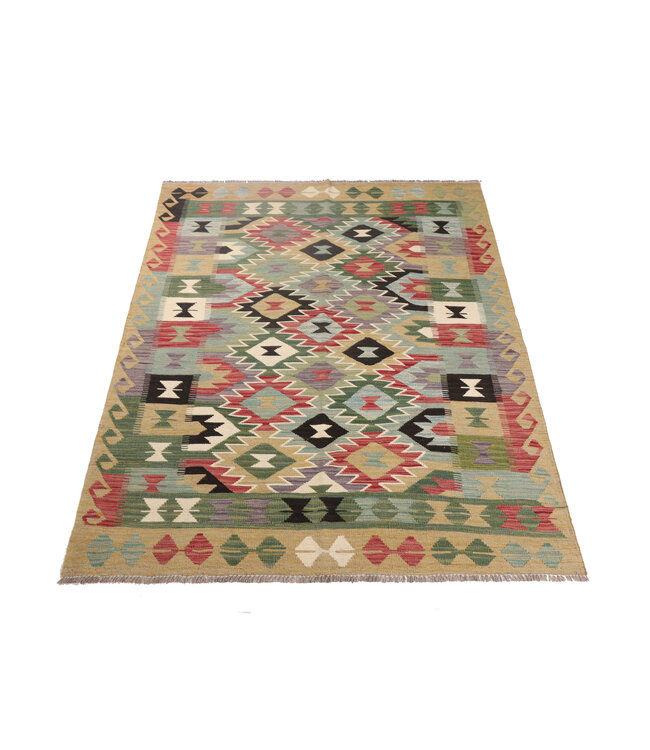 200x158 cm Handwoven Traditional Kelim Area Rug Wool Carpet