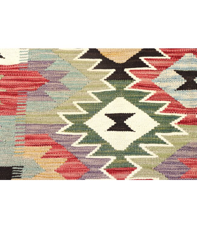 200x158 cm Handgeweven Traditionele Kelim Vloerkleed Wol Tapijt