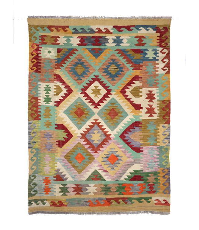 200x150 cm Handgewebter Traditioneller Kelim Teppich Woll